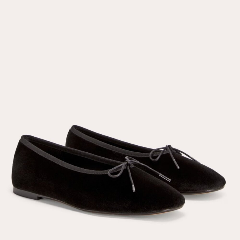 Everlane Day Ballet Flat in Black Velvet NWT